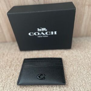 NWT COACH BLACK CROSSGRAIN LEATHER CARD CASE